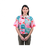 Tech Shirt Libe Womens Thanan SS - Cyan Flowers - Genetik Sport