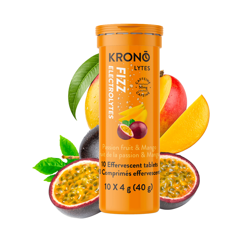 Effervescent Tablets Electrolytes KRONO Passion Mango Caffeine - Genetik Sport
