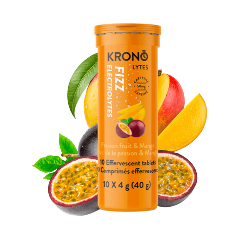 Effervescent Tablets Electrolytes KRONO Passion Mango Caffeine - Genetik Sport
