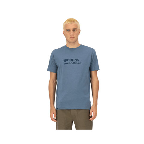 Jersey Mons Royale Mens Icon Merino Classic SS Brand Lock Up - Goblin Blue - Genetik Sport